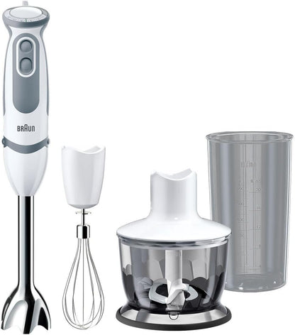 Braun MultiQuick 5 Vario Hand Blender with Attachments, 1000 Watt, White/Grey, MQ 5235 WH