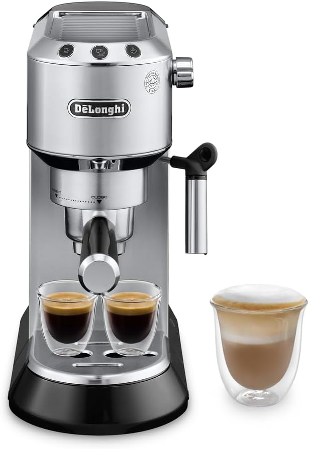 Delonghi Dedica Espresso Coffee Machine, Silver - EC685.M