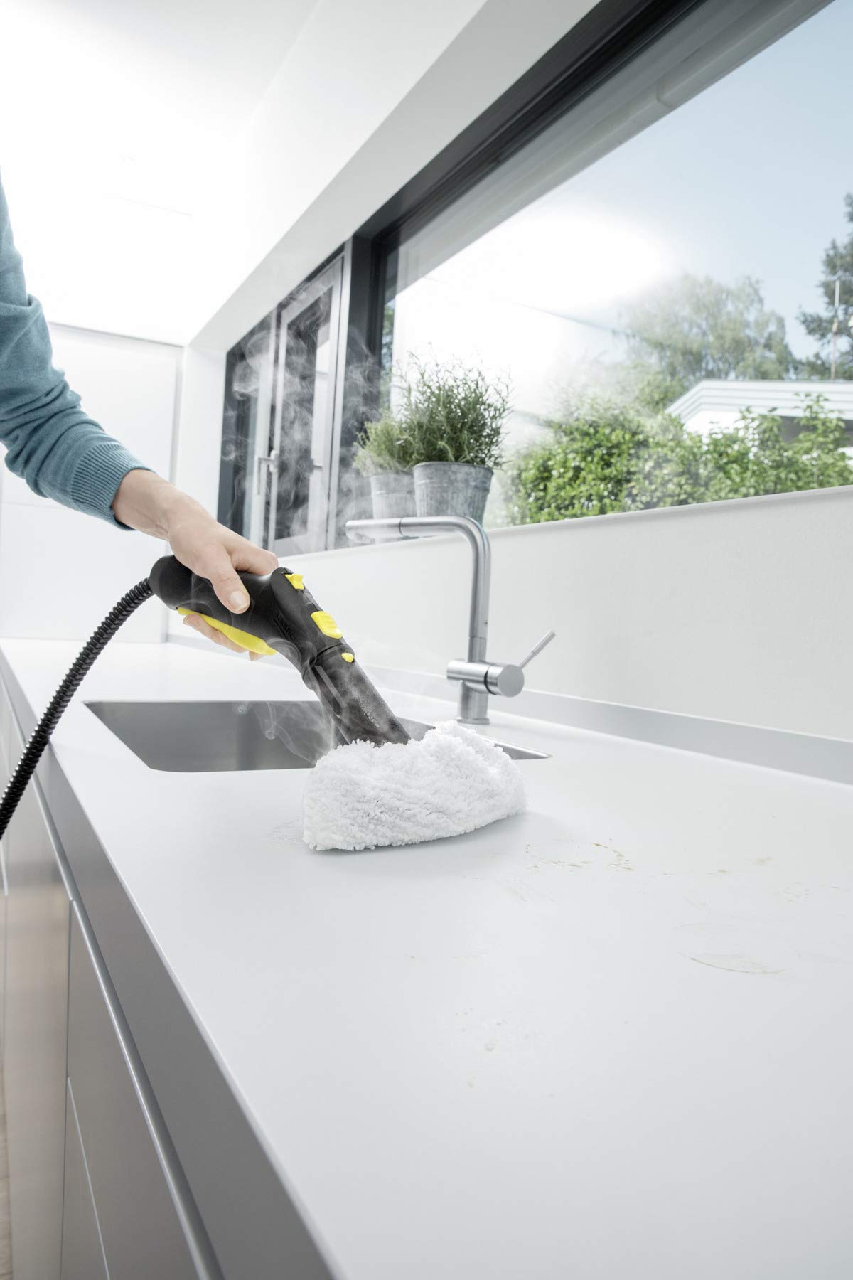 Karcher SC3 Steam Cleaner, 1900W, Powerful High-Pressure Home Cleaner, Multipurpose, Versatile Accessories, Ideal for Kitchen & Bathroom Use, Yellow