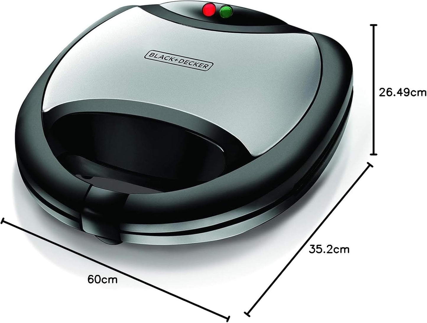 Black & Decker Sandwich and Waffle Maker, 3 Slices, 750 Watt, Black Ts2090-B5