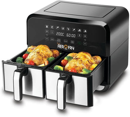 Black & Decker Digital Dual Zone Air Fryer 1700W 4L+4L Capacity With Rapid Hot Air Circulation For Frying, Grilling, Broiling, Roasting, and Baking DZAF1700-B5