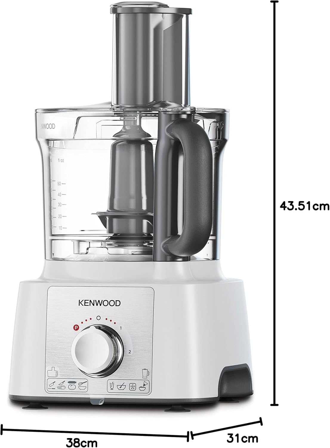 Kenwood Food Processor, 2.1 Liter, 1000 Watt, White - FDP65.400WH