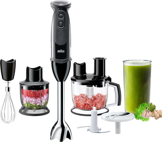 Braun Multiquick 5 Hand Blender MQ5285 BK 1000 Watts, 21 Speeds, 1.5 L Food Processor, and Chopper