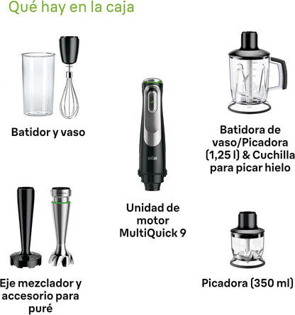 Braun MultiQuick 9 Multifunction Hand Blender, 1.25 Liter, 1200 Watt, Black - MQ 9147X