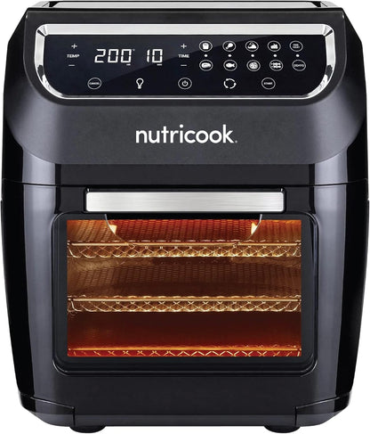 Nutricook Air Fryer Oven, 1800 Watts, Digital/One Touch Control Panel Display, 8 Preset Programs, 12 Liters, Black