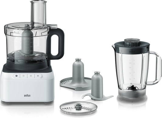 Braun FP3131WH food processor 800 W 2.1 L Grey, White