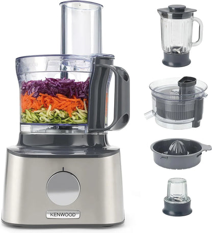 Kenwood MultiPro Compact Food Processor, 2.1 Liter, 800 Watt, Silver Black - FDM307SS