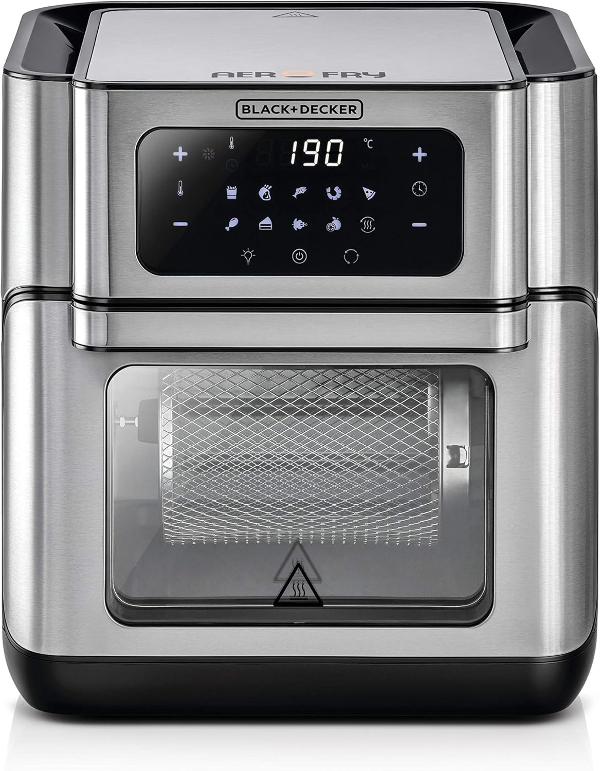 Black+Decker Digital Air Fryer Oven Digital Temperature Control 10 Preset Programs 12L Silver Aof100-B5