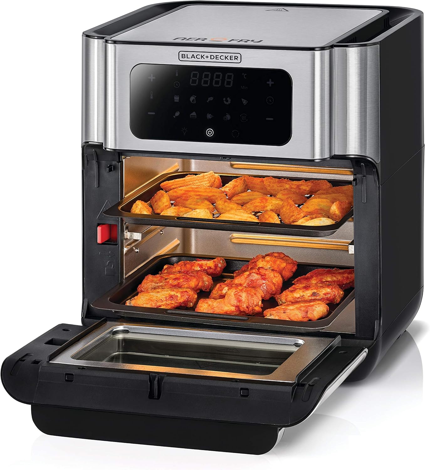 Black+Decker Digital Air Fryer Oven Digital Temperature Control 10 Preset Programs 12L Silver Aof100-B5