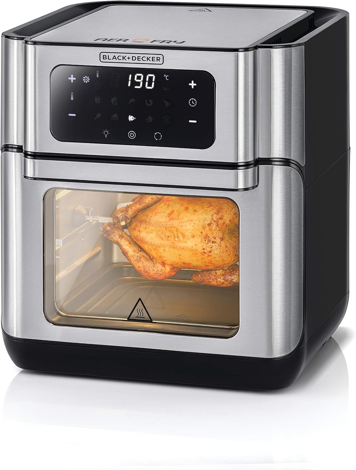 Black+Decker Digital Air Fryer Oven Digital Temperature Control 10 Preset Programs 12L Silver Aof100-B5