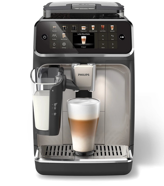 Philips EP5447/90 Fully Automatic Espresso Machine, LatteGo Milk System, AquaClean Filter, Stainless Steel, 1500 W, Black