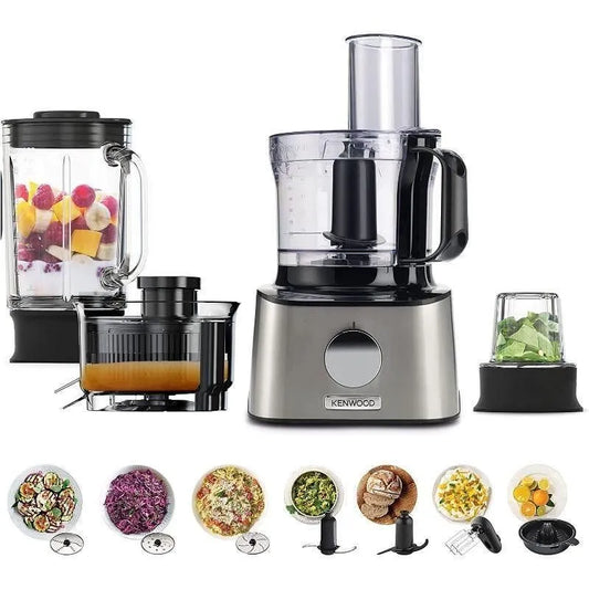 Kenwood MultiPro Compact Food Processor, 2.1 Liter, 800 Watt, Silver Black - FDM307SS