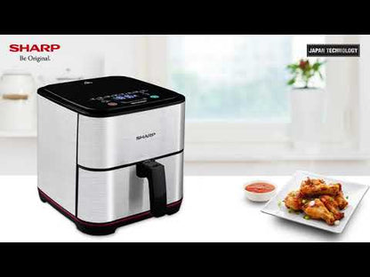 Sharp Air Fryer 1600 Watts, 7 Liters,8 Cook Menu, Non-stick coating - KF-AF70RT-S3