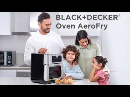 Black+Decker Digital Air Fryer Oven Digital Temperature Control 10 Preset Programs 12L Silver Aof100-B5