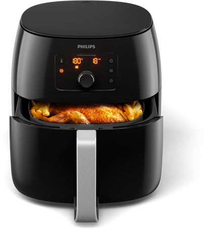 Philips Avance Collection Airfryer XXL 1.4 kg, 7.3L Capacity Pan, Rapid Air Technology, Fry, Bake, Grill and Roast, Connected with HomeID APP, Black –  HD9650/94