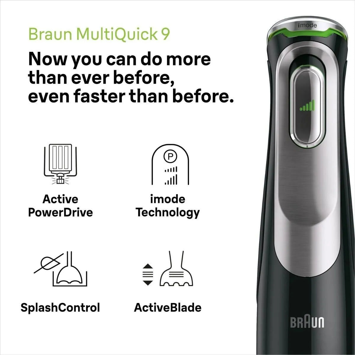 Braun MultiQuick 9 Multifunction Hand Blender, 1.25 Liter, 1200 Watt, Black - MQ 9147X